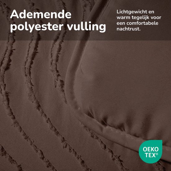 Decoware dekbed zonder overtrek incl. kussensloop - Tufted Waves - bruin