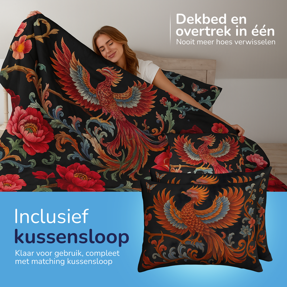 Decoware dekbed zonder overtrek incl. kussensloop - Phoenix Bloom - 2-persoons (200x200 + 2st. 60x70 cm)