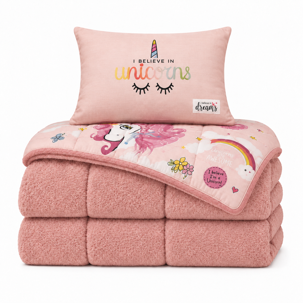 Decoware kinderdekbed zonder overtrek Pink dreams - Teddy - Katoen - Incl. kussensloop - 140x220 cm
