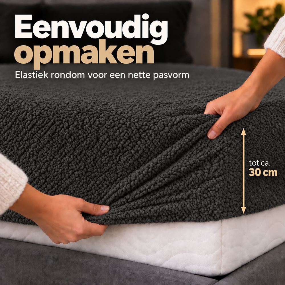 Teddy fleece hoeslaken - Antraciet