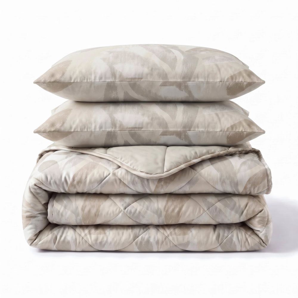 Dreamhouse Lazy dekbed zonder overtrek Gacho taupe gevouwen met kussenslopen