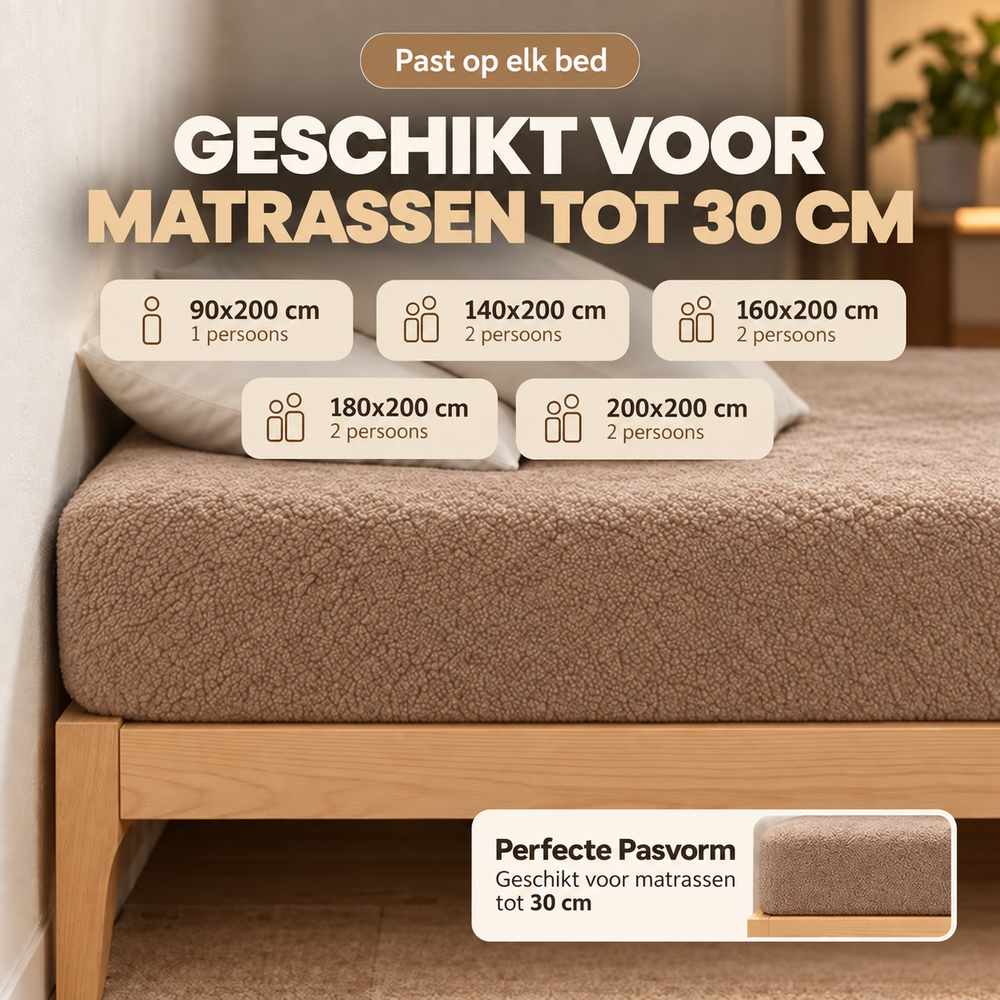 Teddy fleece hoeslaken - Taupe