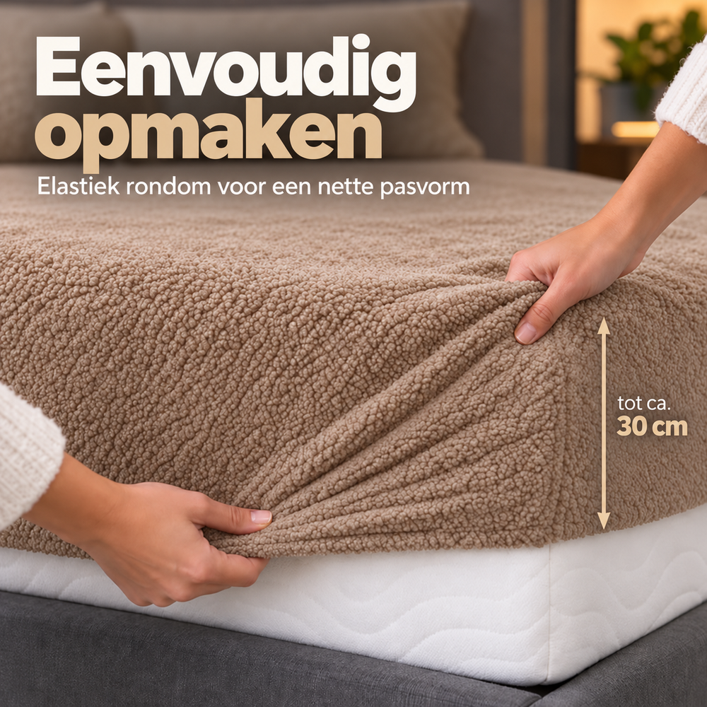 Teddy fleece hoeslaken - Taupe