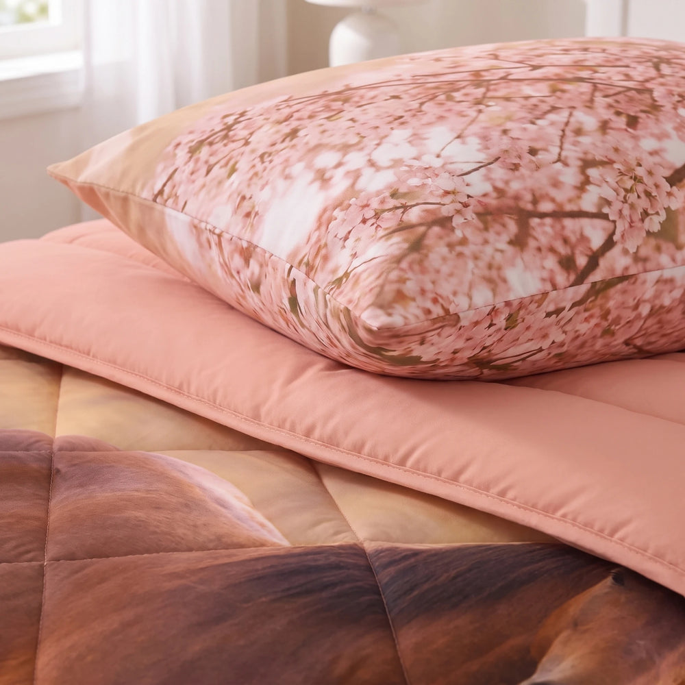 Sleeptime kinderdekbed zonder overtrek Paard roze close-up met kussensloop