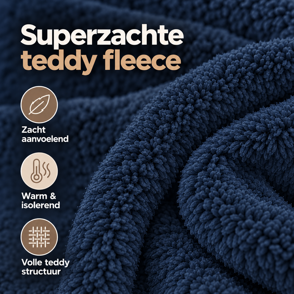 Teddy fleece hoeslaken - Navy