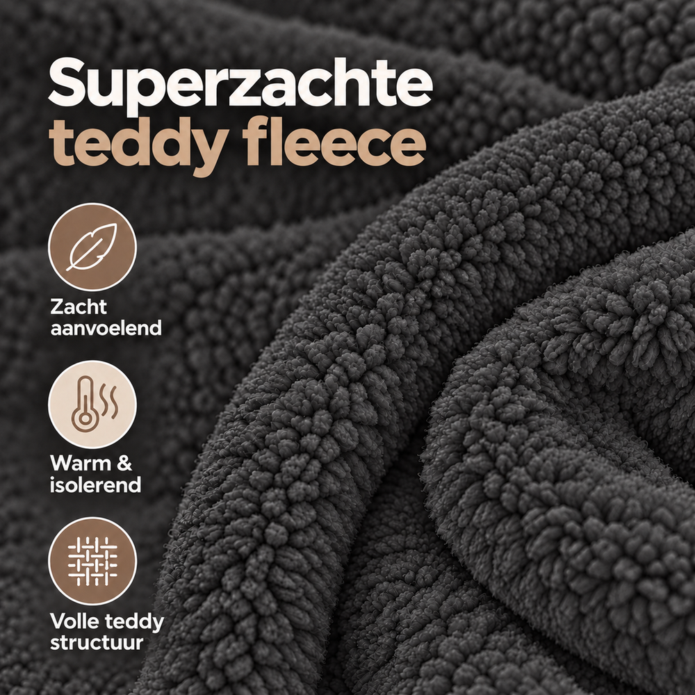 Teddy fleece hoeslaken - Antraciet