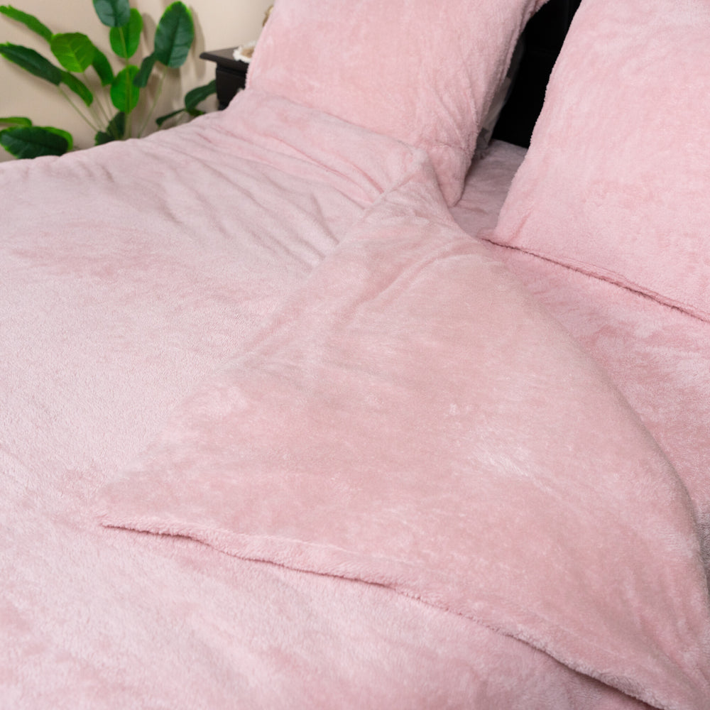Teddy fleece dekbedovertrek - Roze - Dubbelzijdig Teddy
