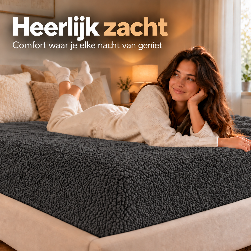 Teddy fleece hoeslaken - Antraciet