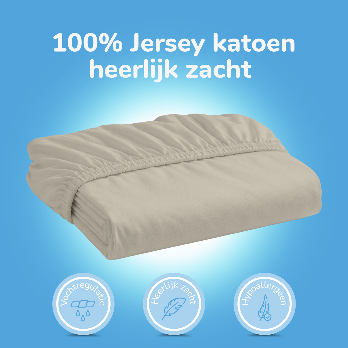 Hoeslaken - jersey - lichtzand
