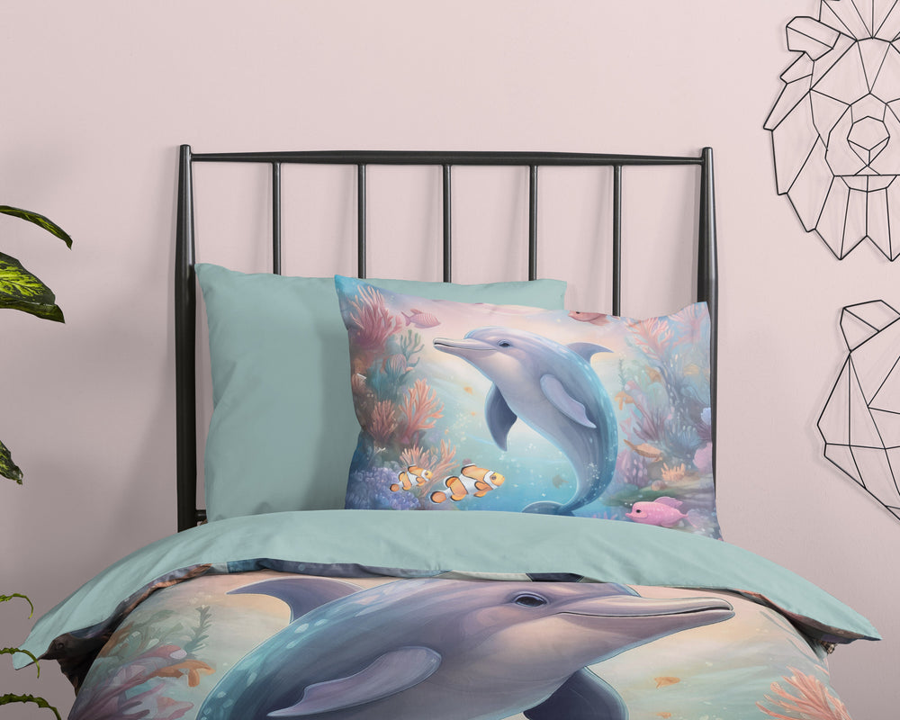 Good Morning kinderdekbedovertrek Baya dolfijn - katoen