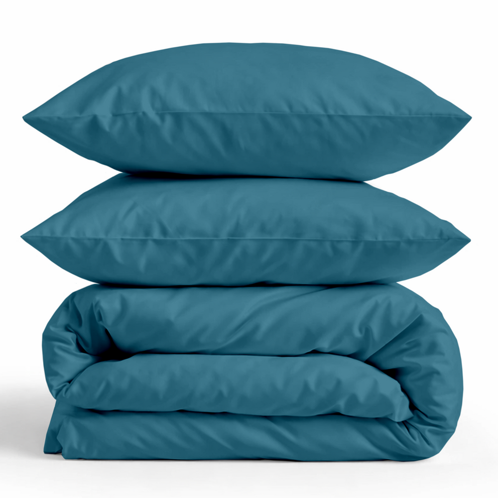 Decoware dekbedovertrek uni - blauw - katoensatijn