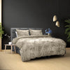 Velvet dekbedovertrek crushed - Grijs/Taupe - 1-persoons (140x220 + 60x70cm)