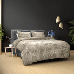 Velvet dekbedovertrek crushed - Grijs/Taupe - 1-persoons (140x220 + 60x70cm)