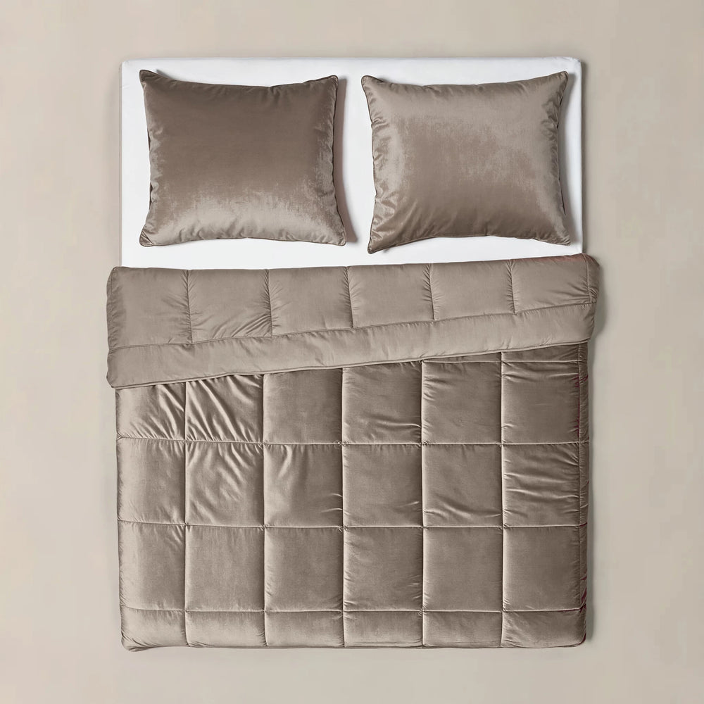 Sleeptime Velvet Lazy dekbed zonder overtrek excl. kussensloop - Taupe/Grijs - 140x200 cm