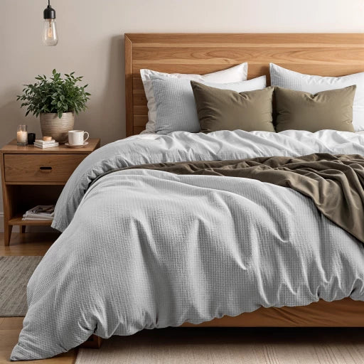 Primaviera Deluxe dekbedovertrek Waffle - grijs - katoen percale