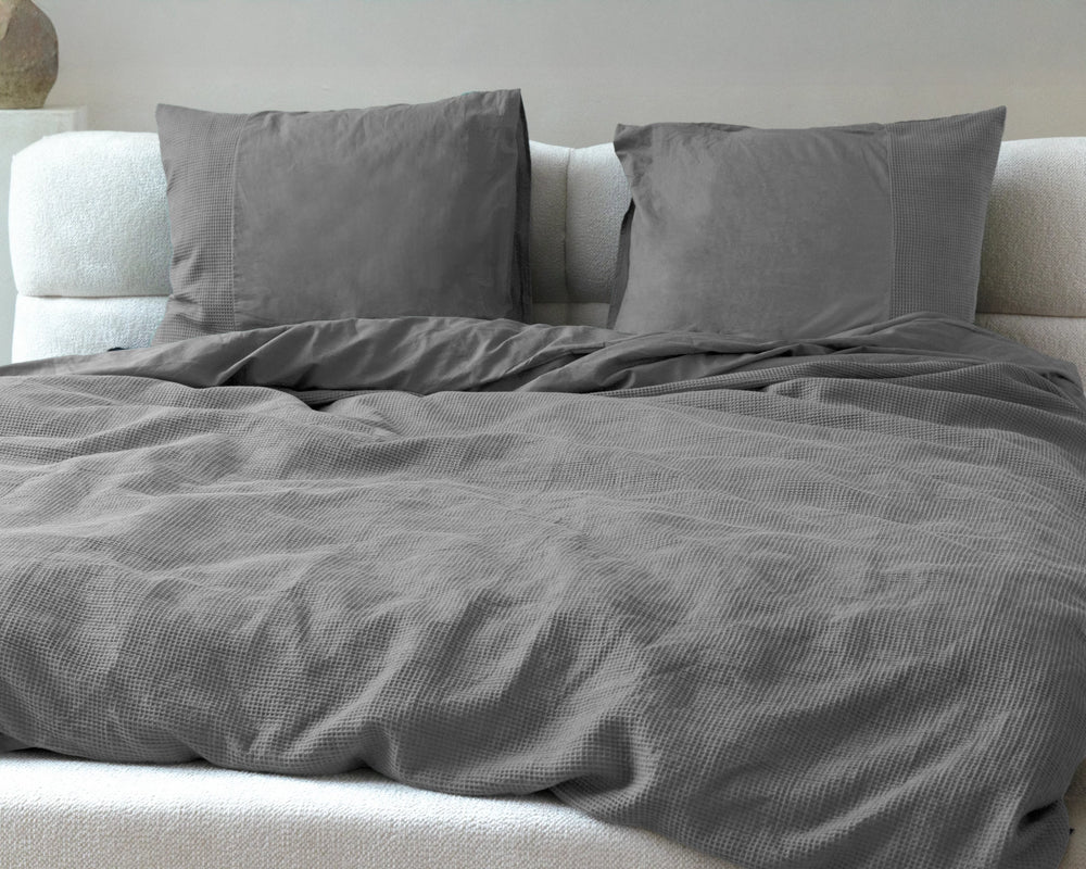 Primaviera Deluxe dekbedovertrek Waffle - grijs - katoen percale