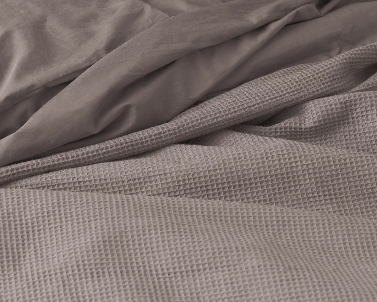 Primaviera Deluxe dekbedovertrek Waffle - taupe - katoen percale - 1-persoons (140x220 + 60x70 cm)