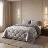 Sleeptime Lazy dekbed zonder overtrek Teddy/Velvet incl. kussensloop - Taupe/Grijs