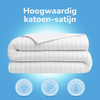 Hotelstreep dekbedovertrek - Wit - Katoensatijn