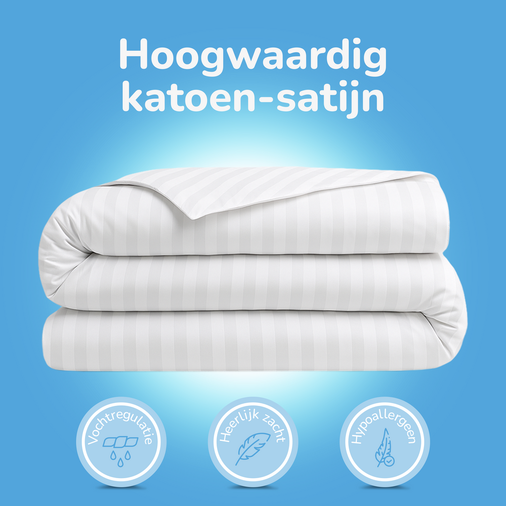 Hotelstreep dekbedovertrek - Wit - Katoensatijn
