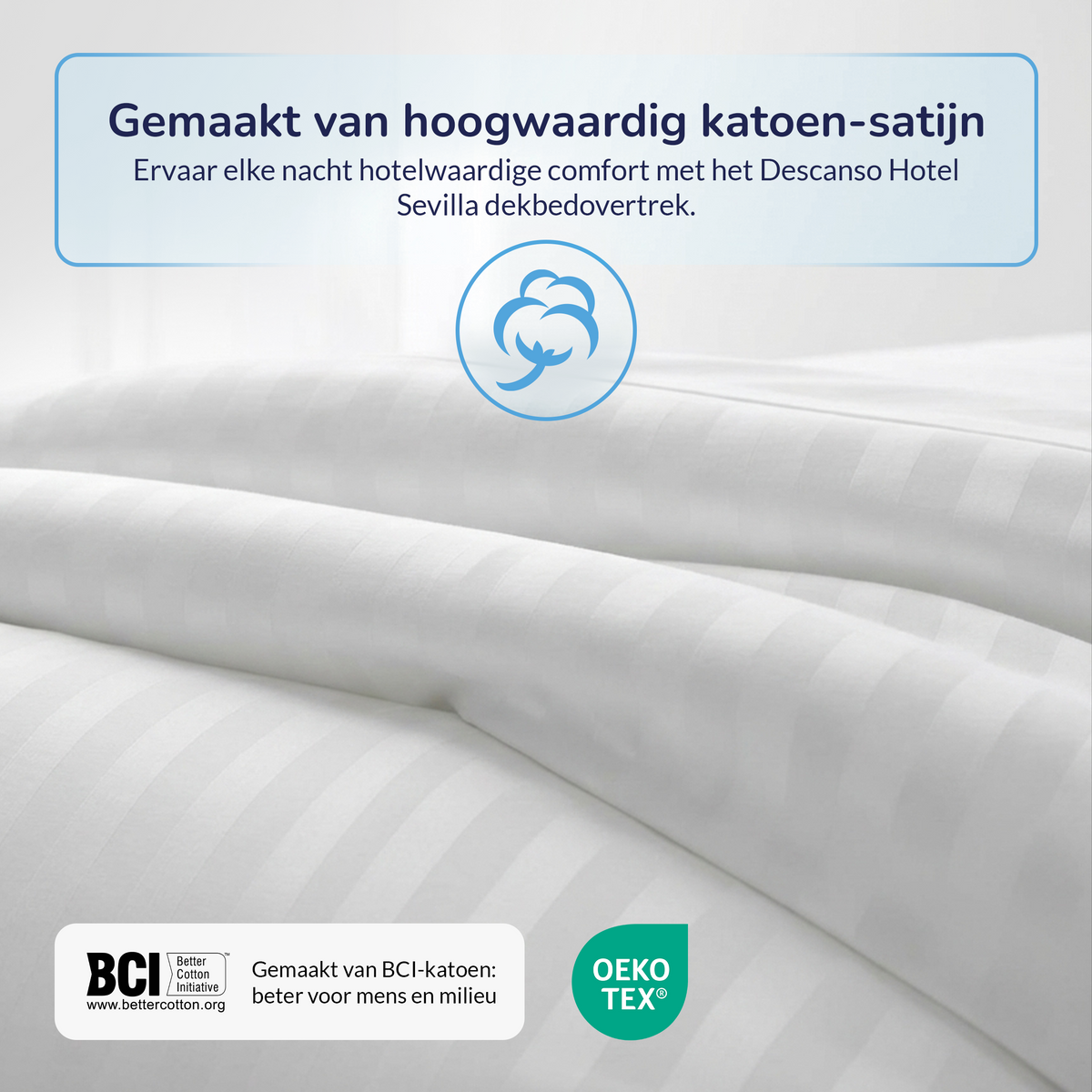 Hotelstreep dekbedovertrek - Wit - Katoensatijn