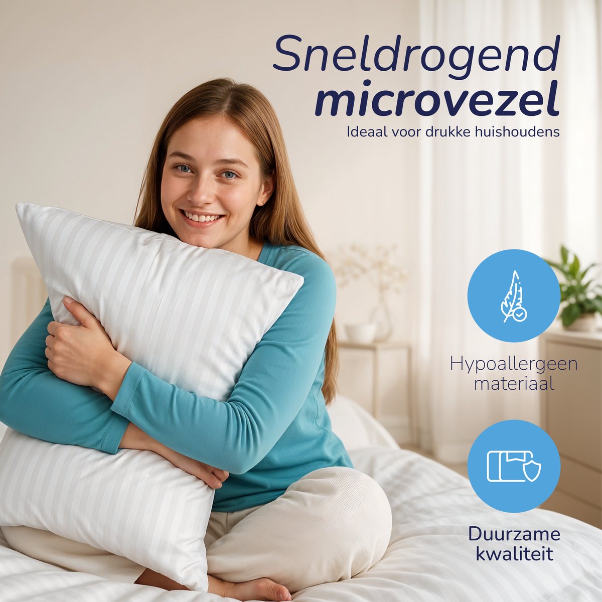 Decoware dekbedovertrek Hotelstreep wit - microvezel