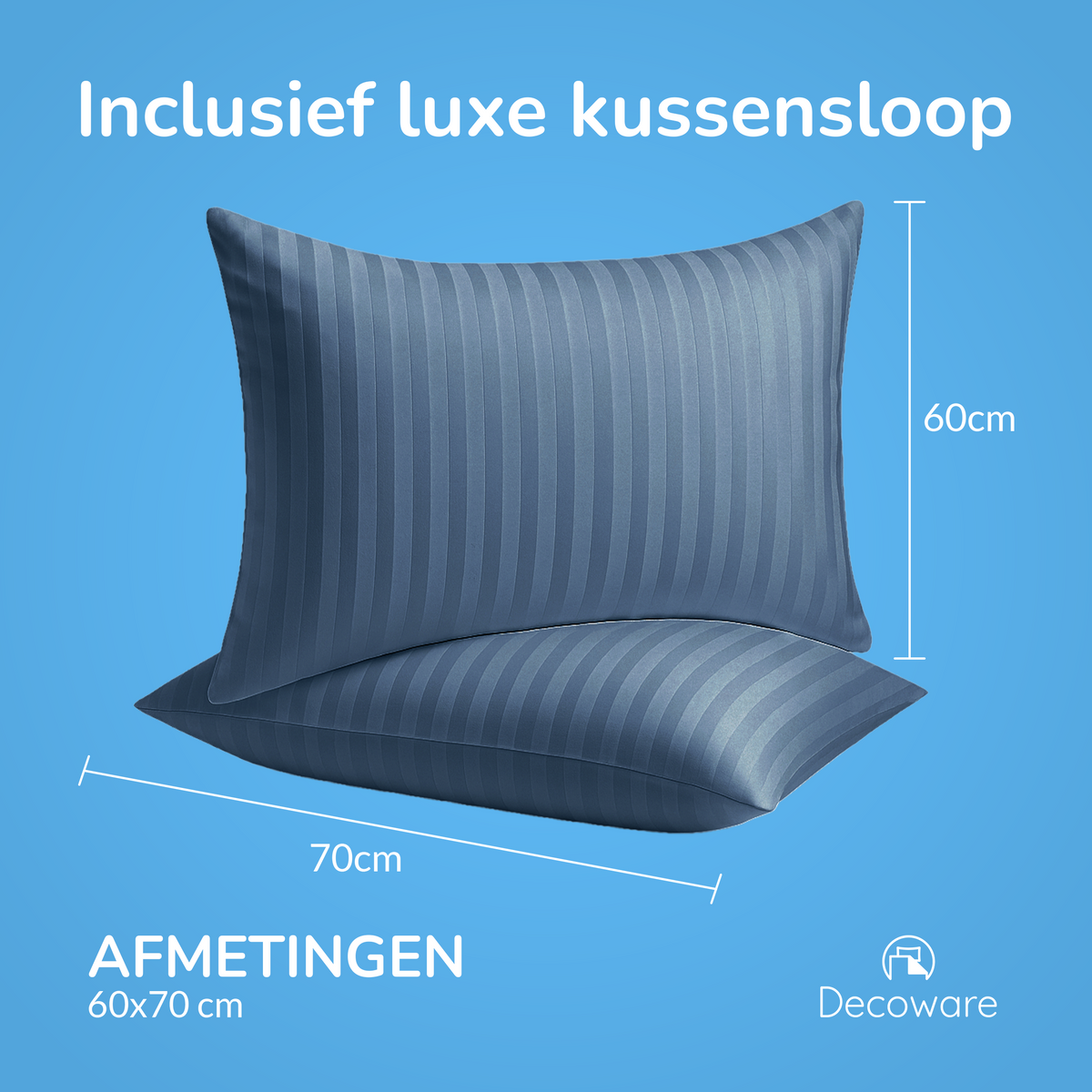 Dekbedovertrek Hotelstreep - blauw - katoensatijn