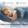 Dekbedovertrek Hotelstreep - blauw - katoensatijn