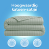 Decoware ledikant dekbedovertrek Hotelstreep - lichtgroen - katoensatijn