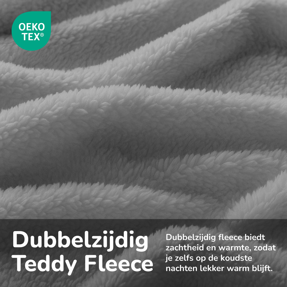 Teddy fleece dekbedovertrek - Grijs - Dubbelzijdig Teddy