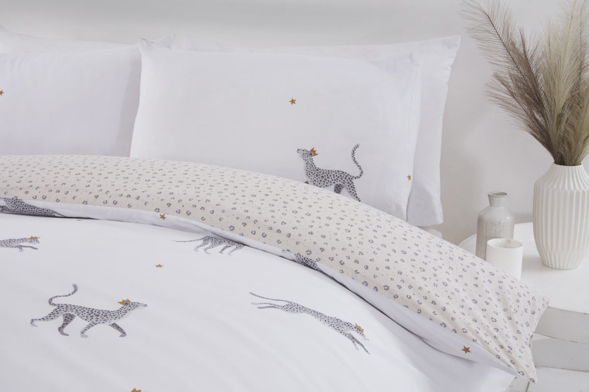Purest Home dekbedovertrek Leopard grijs - polykatoen - Lits-jumeaux (230x220 + 2st 50x75 cm)
