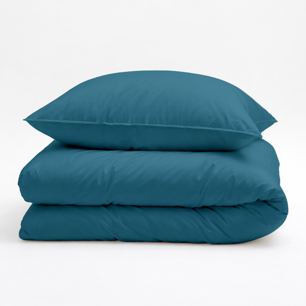 Decoware dekbedovertrek uni - blauw - katoensatijn