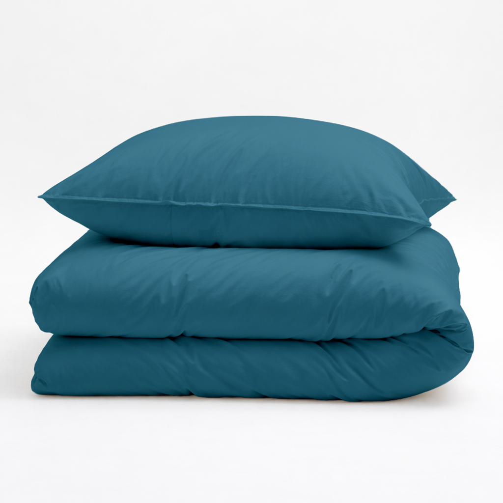 Decoware dekbedovertrek uni - blauw - katoensatijn