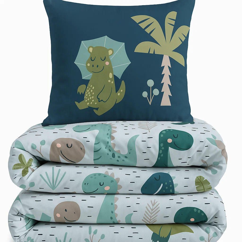 Pure kinderdekbed zonder overtrek Dino - Incl. kussensloop - 140x200 + 60x70 cm