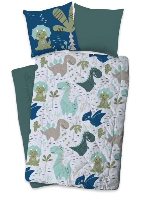 Pure kinderdekbed zonder overtrek Dino - Incl. kussensloop - 140x200 + 60x70 cm