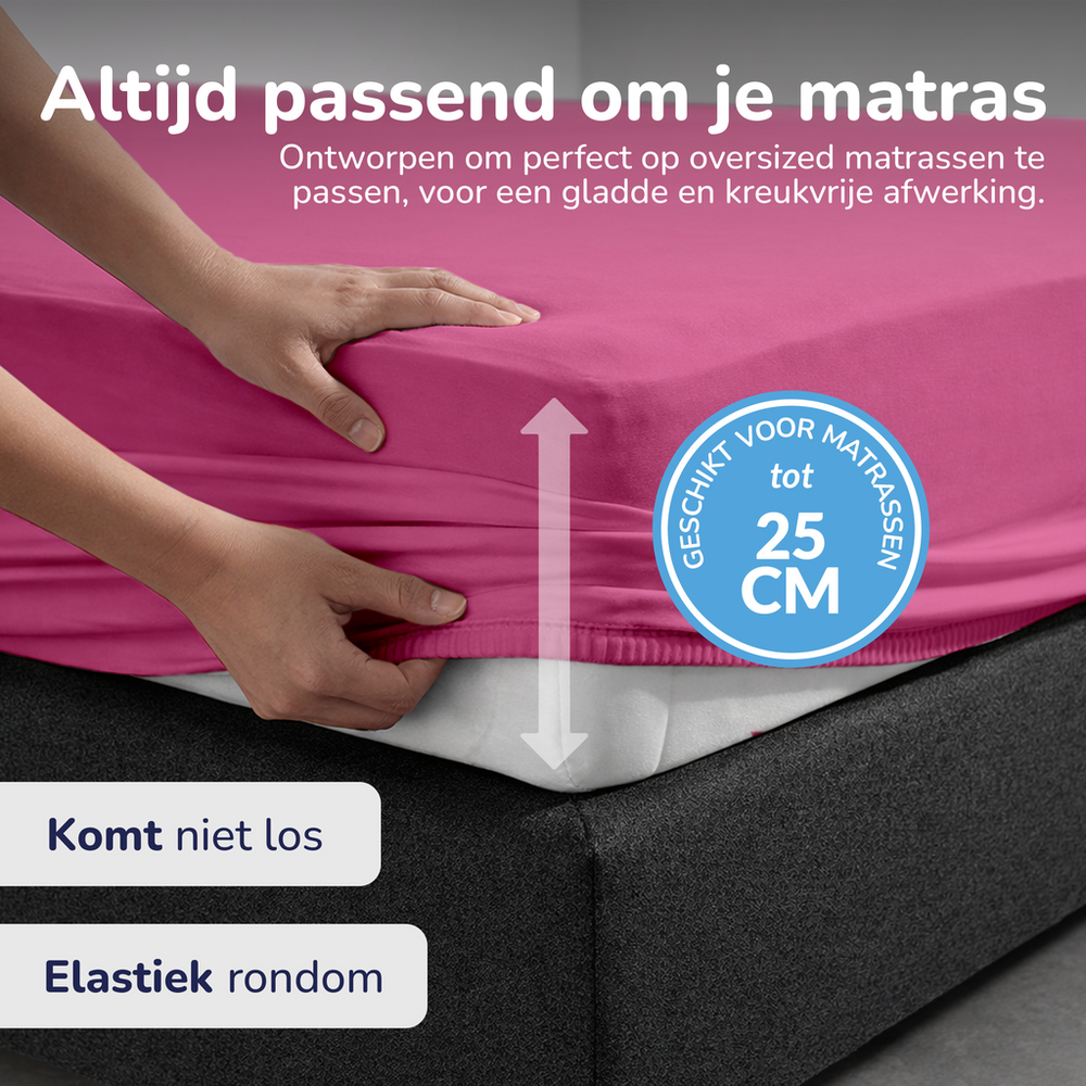Hoeslaken - Jersey - Roze