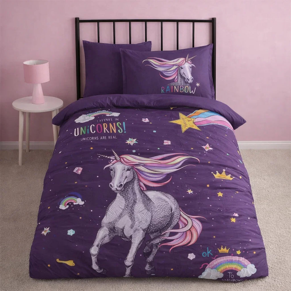 Decoware kinderdekbedovertrek Rainbow unicorn - katoen - 1-persoons