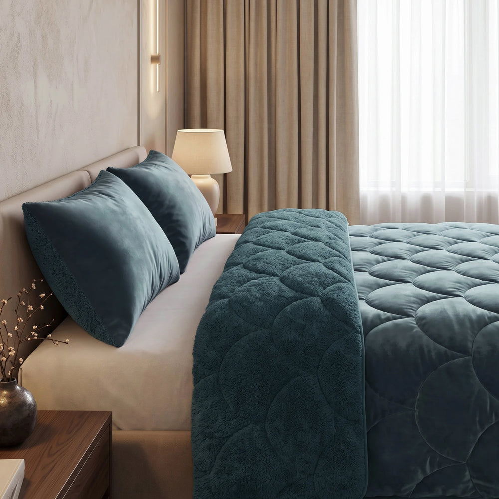 Sleeptime Lazy dekbed zonder overtrek Teddy/Velvet incl. kussensloop - Groen