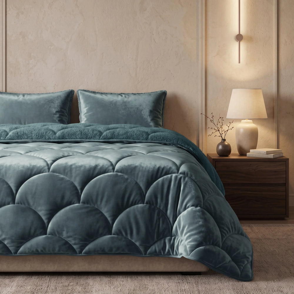 Sleeptime Lazy dekbed zonder overtrek Teddy/Velvet incl. kussensloop - Groen