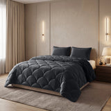 Sleeptime Lazy dekbed zonder overtrek Teddy/Velvet incl. kussensloop - Zwart