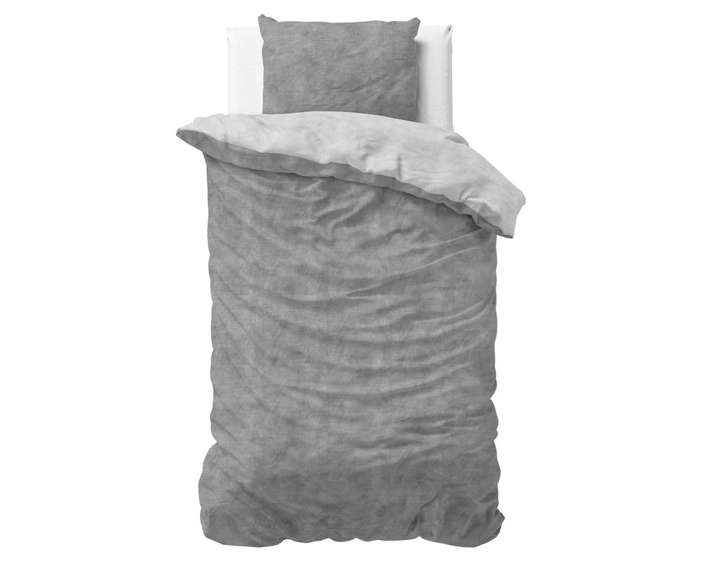 Sleeptime dekbedovertrek Washed Cotton - grijs - flanel