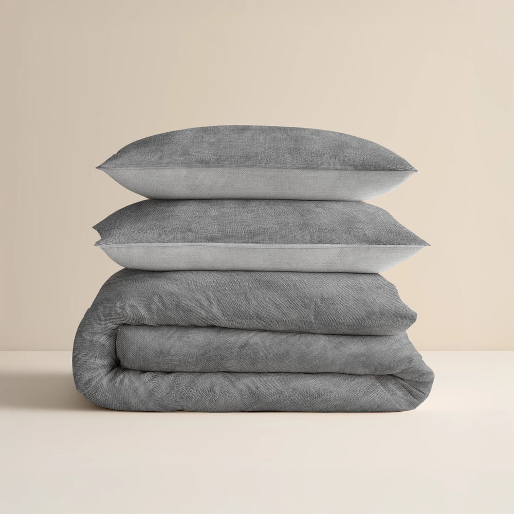 Sleeptime dekbedovertrek Washed Cotton - grijs - flanel