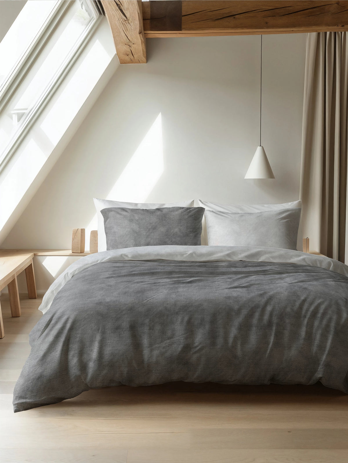 Sleeptime dekbedovertrek Washed Cotton - grijs - flanel
