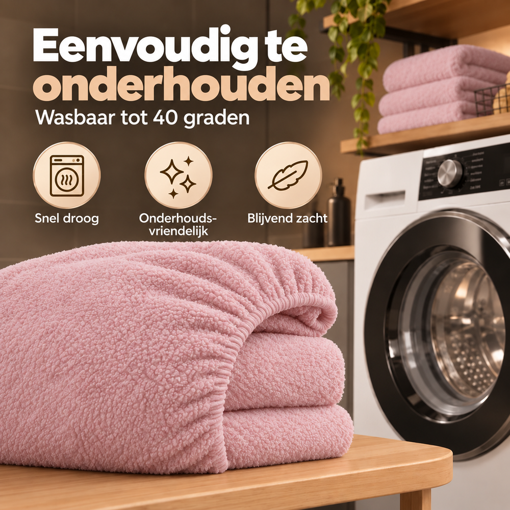 Teddy fleece hoeslaken - roze