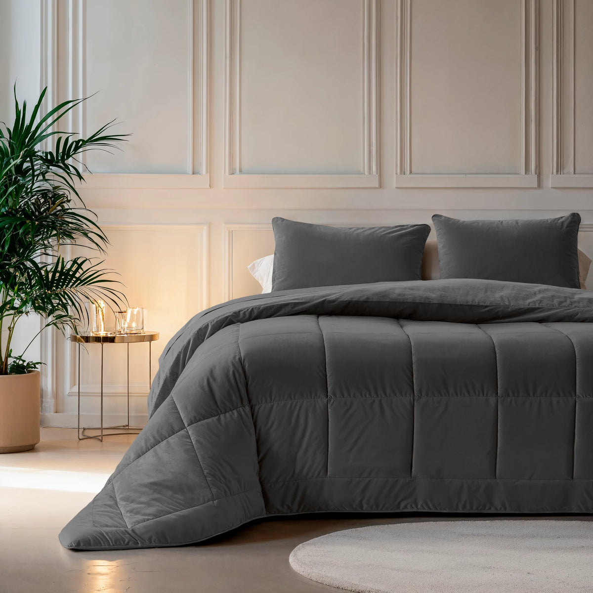 Sleeptime Velvet Lazy dekbed zonder overtrek excl. kussensloop - Antraciet - 240x200 cm