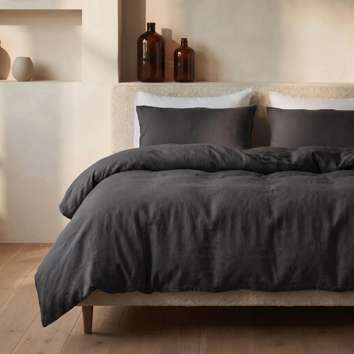 Dreamhouse dekbedovertrek Stone Washed - Katoen - Antraciet
