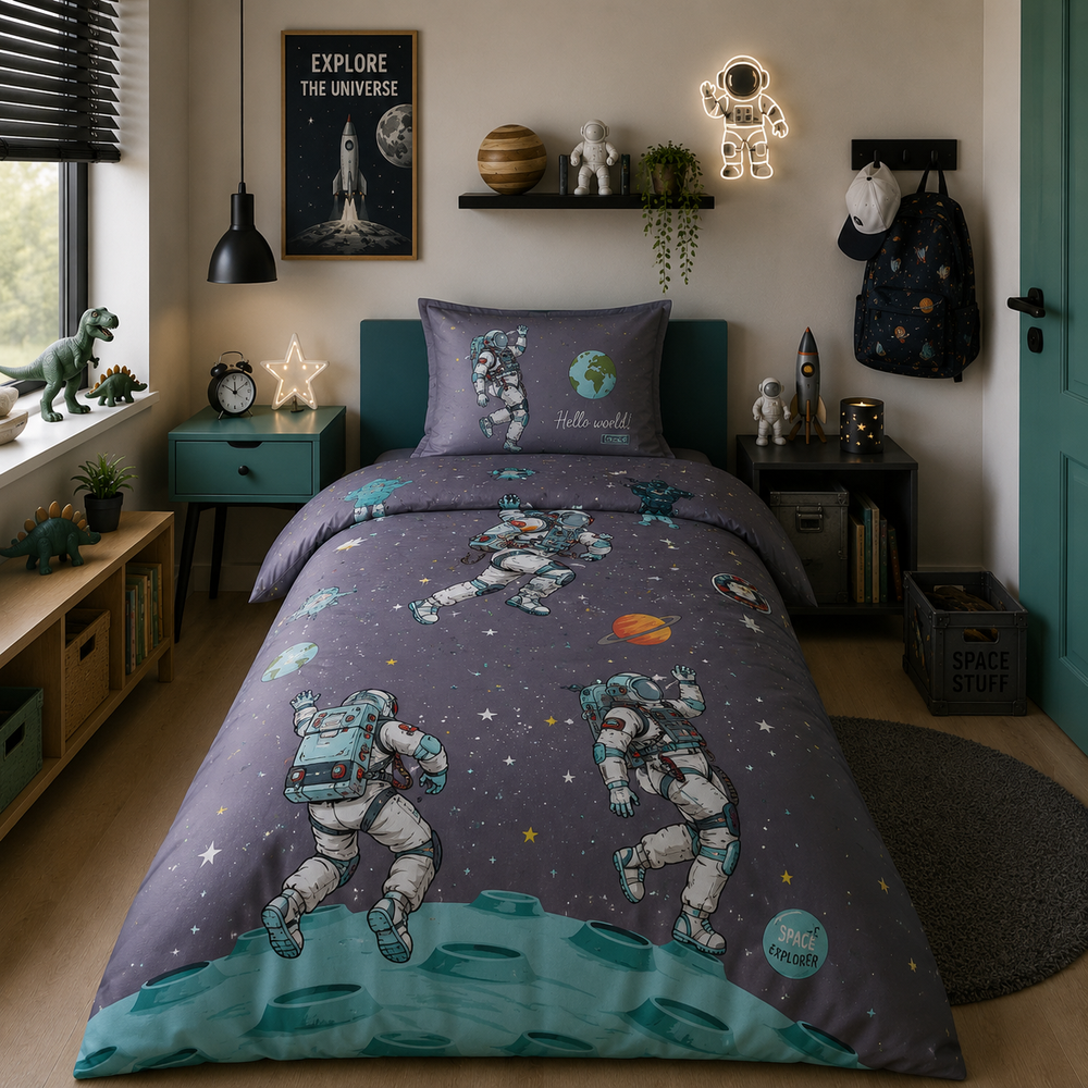 Decoware kinderdekbedovertrek Space - Katoen - 1-persoons