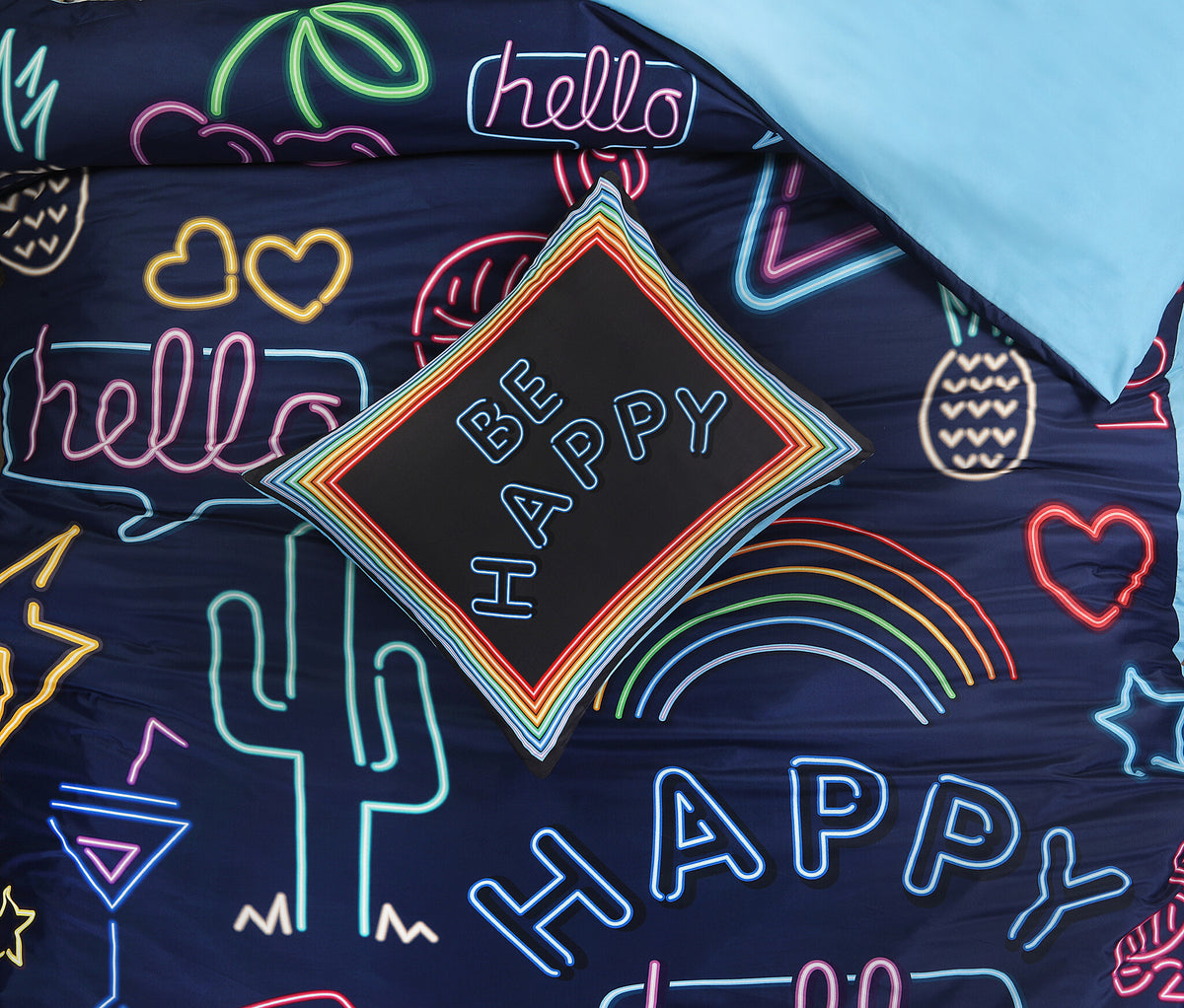 Decoware dekbedovertrek Neon Be Happy - microvezel