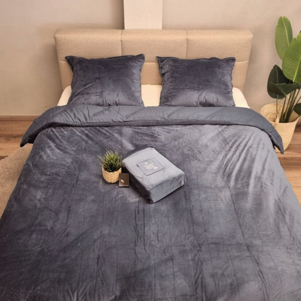 Beau Maison Velvet dekbedovertrek - antraciet - 1-persoons