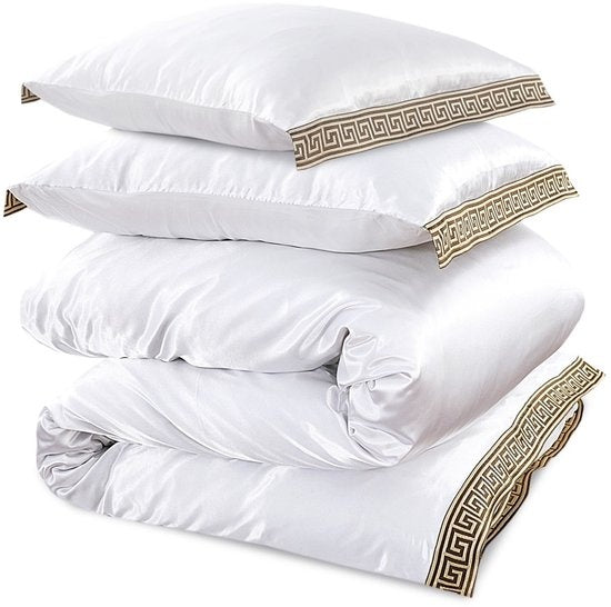 Glans satijn dekbedovertrek Lace - Wit - 2-persoons (200x220 + 2st. 60x70 cm)